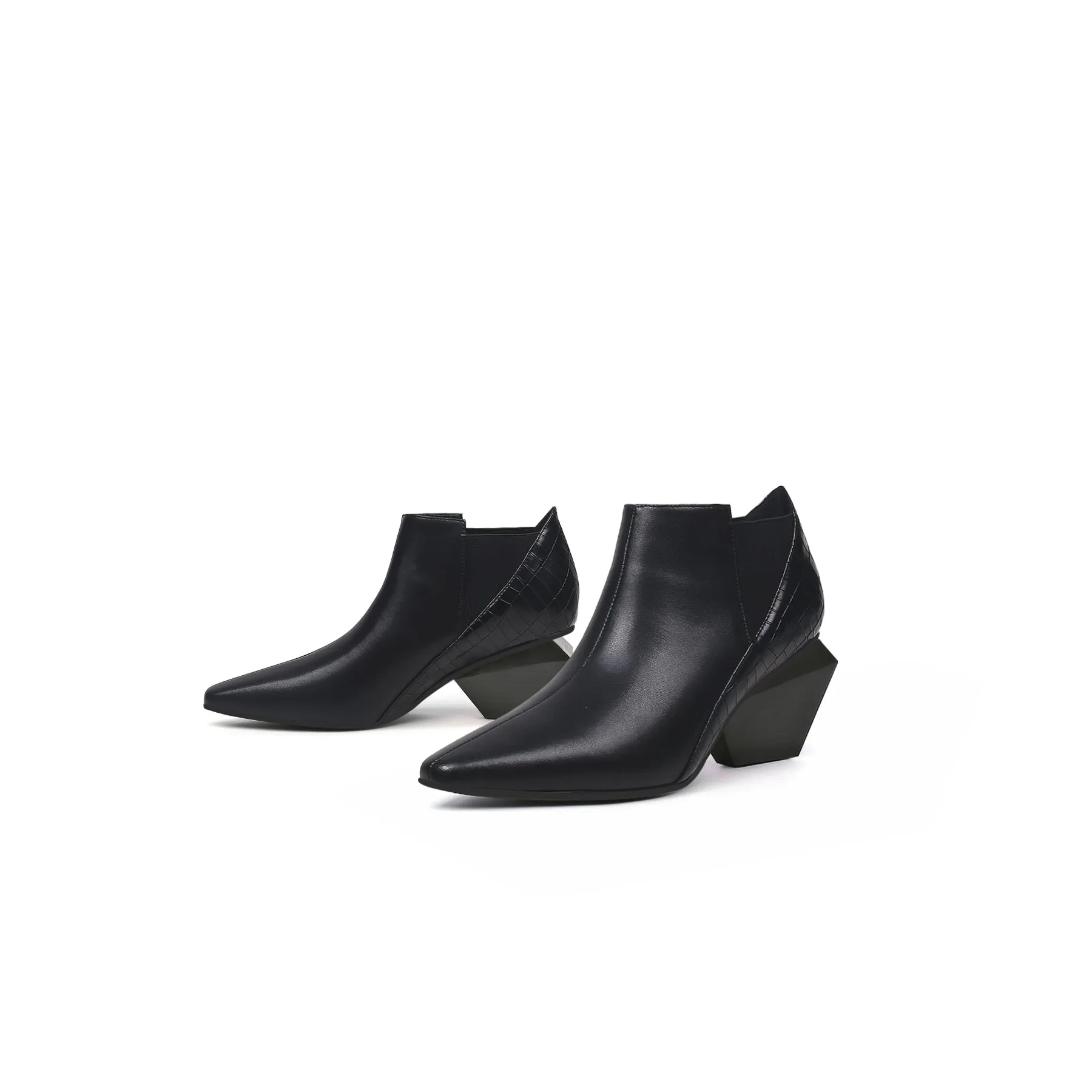 Artistic Patchwork Geometric Ankle Boots