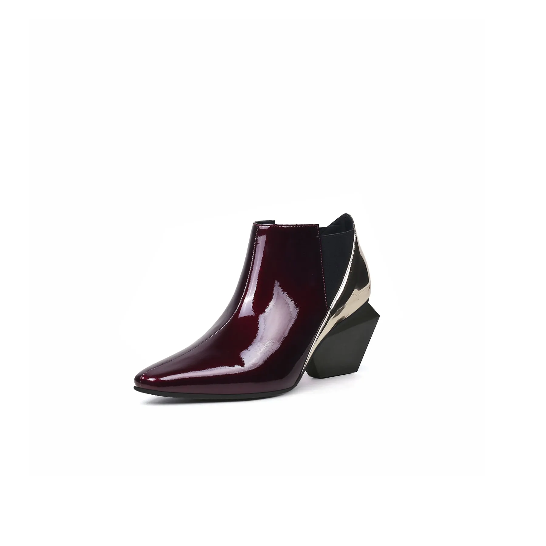 Artistic Patchwork Geometric Ankle Boots