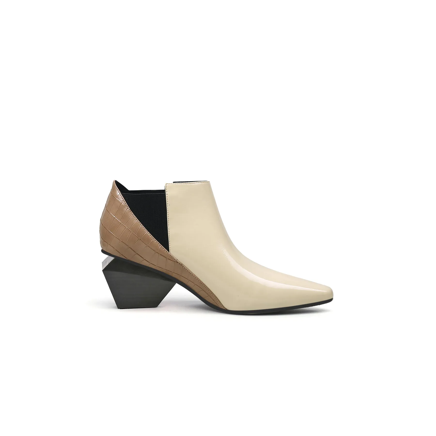 Artistic Patchwork Geometric Ankle Boots
