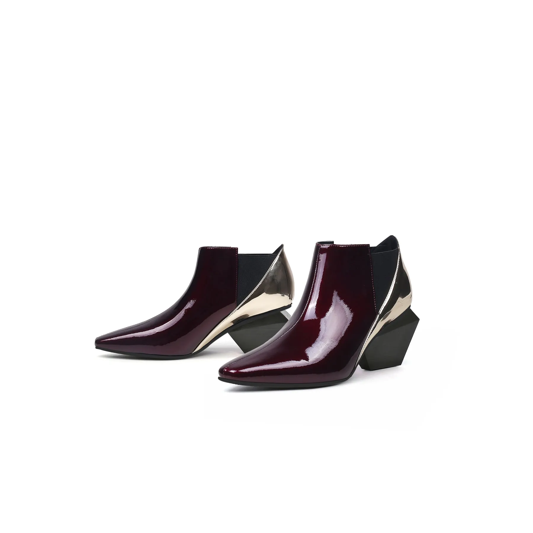 Artistic Patchwork Geometric Ankle Boots