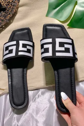 Black Slip On Sandals Sliders