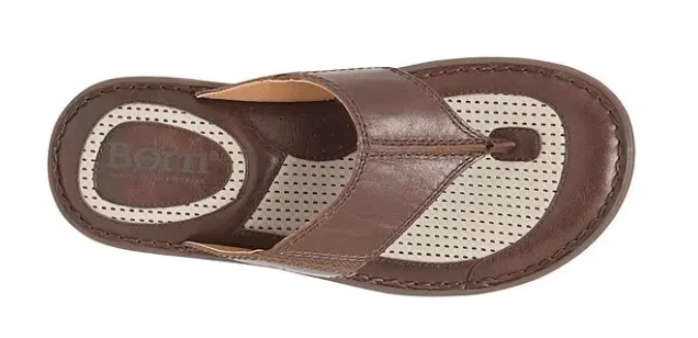 Born Men's Corvo Brown Leather Thong Sandal Flip Flop BM0006916-TN