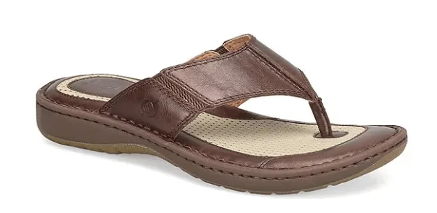 Born Men's Corvo Brown Leather Thong Sandal Flip Flop BM0006916-TN