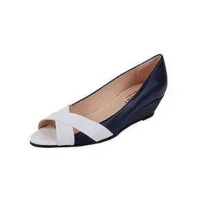Copa Navy Jon Josef Leather Wedge Pump