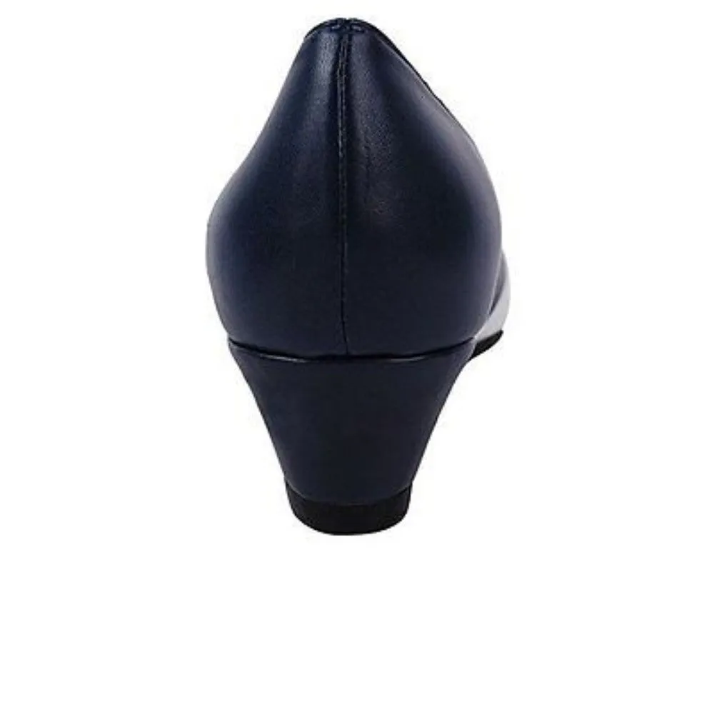 Copa Navy Jon Josef Leather Wedge Pump