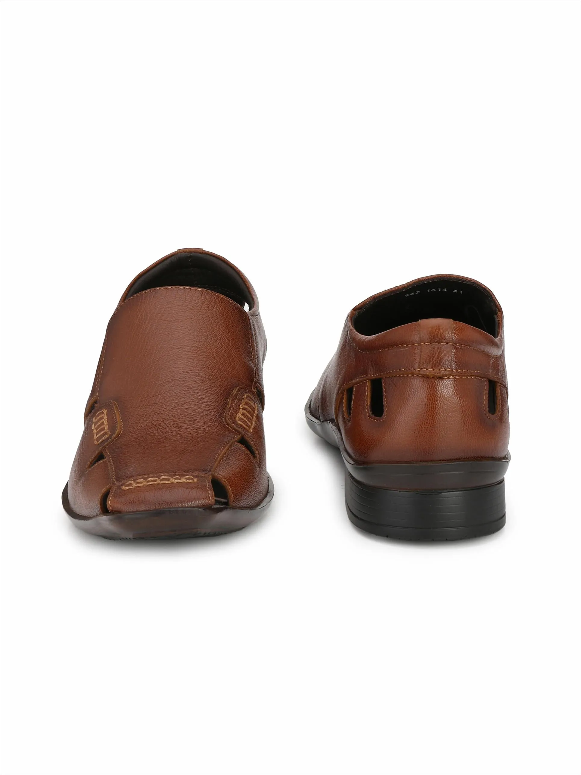 Hitz Men's Tan Leather Shoes-Style Slip On Sandals