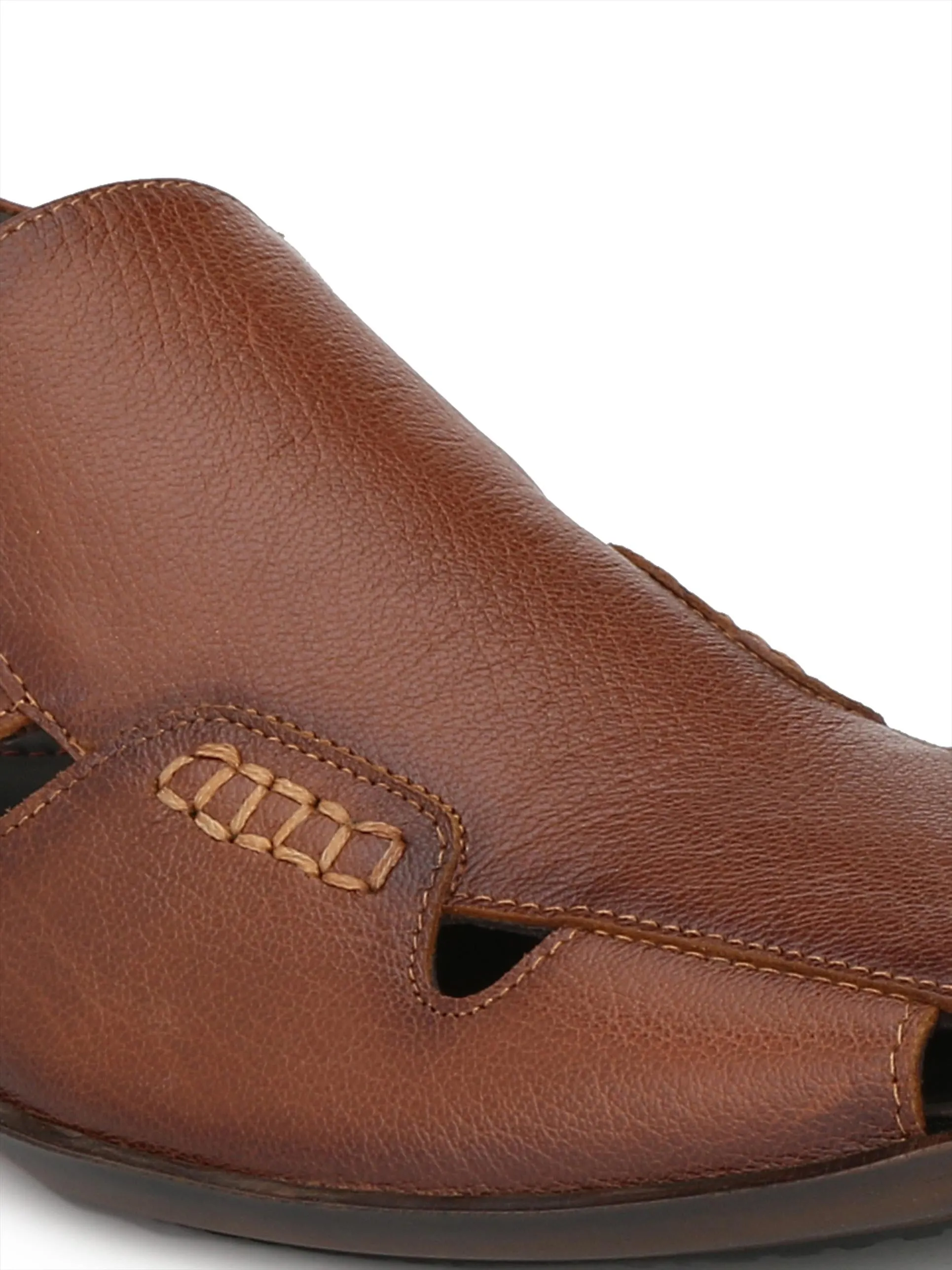 Hitz Men's Tan Leather Shoes-Style Slip On Sandals