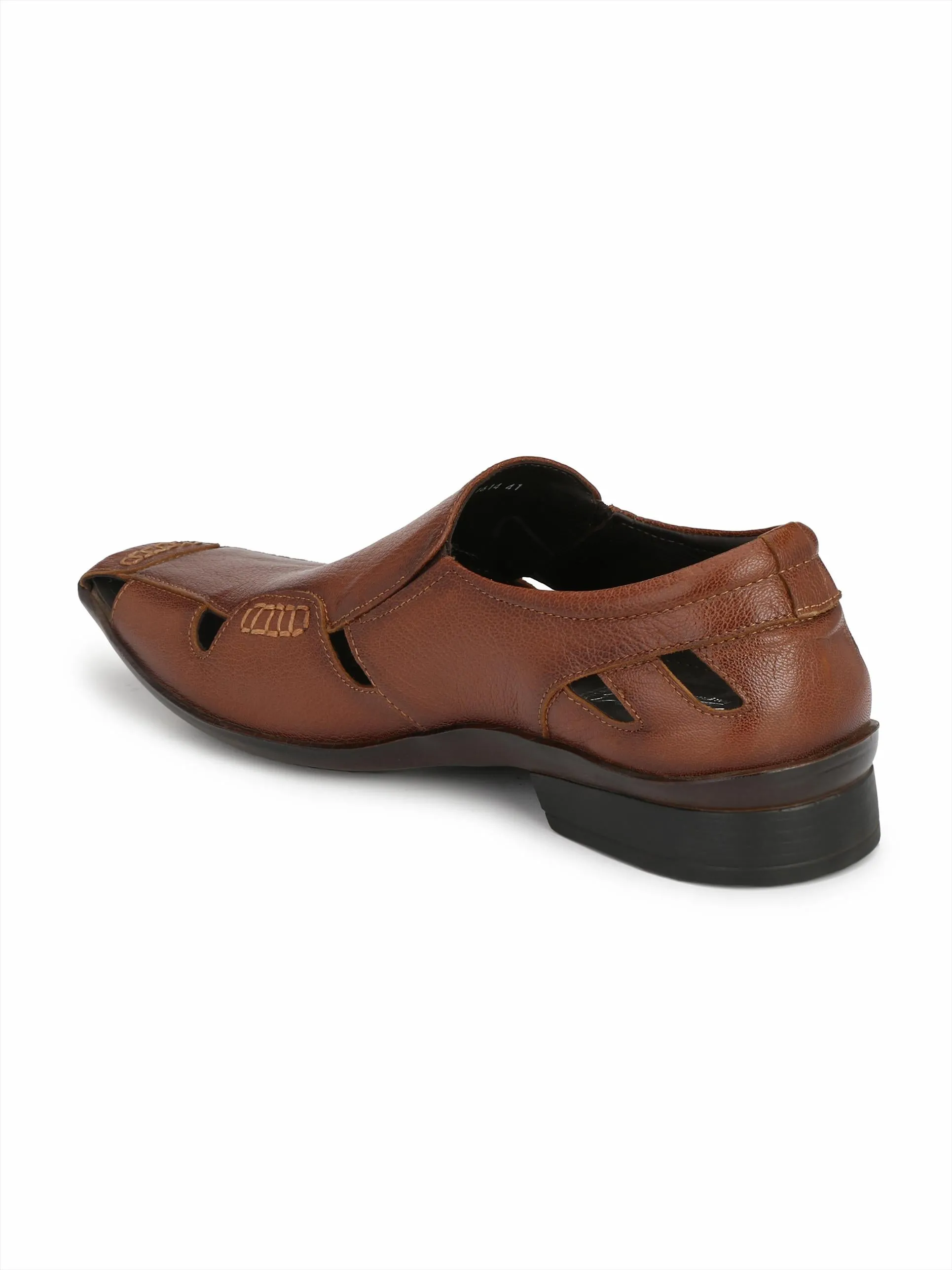 Hitz Men's Tan Leather Shoes-Style Slip On Sandals