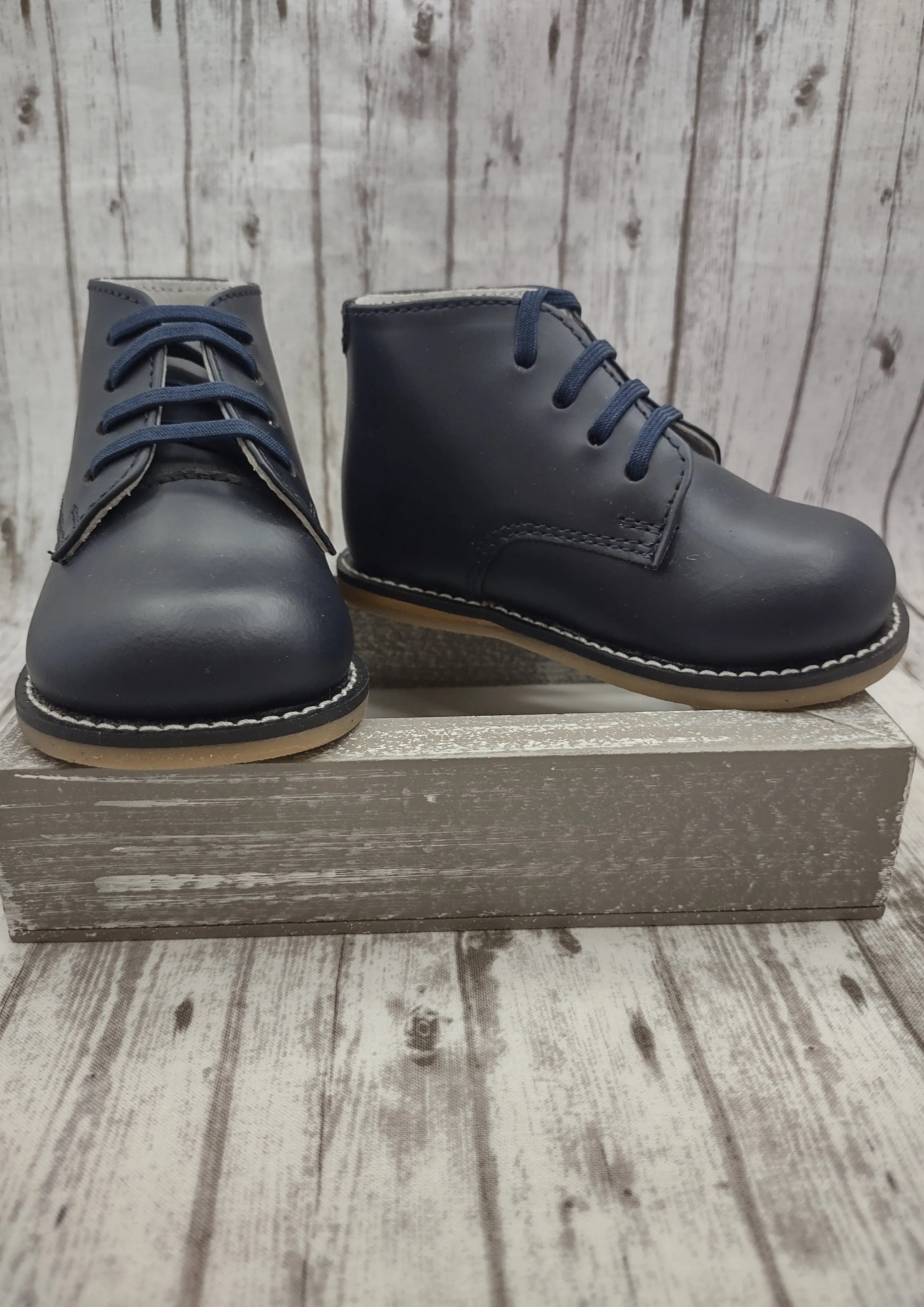 Josmo Logan Boys Navy Leather Walking Shoes