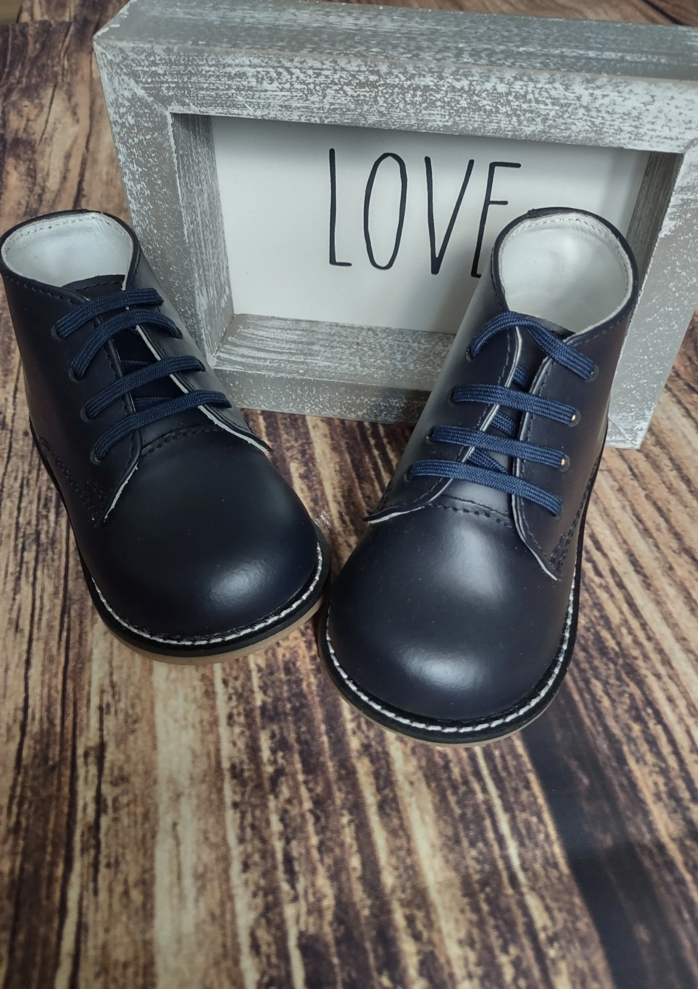 Josmo Logan Boys Navy Leather Walking Shoes