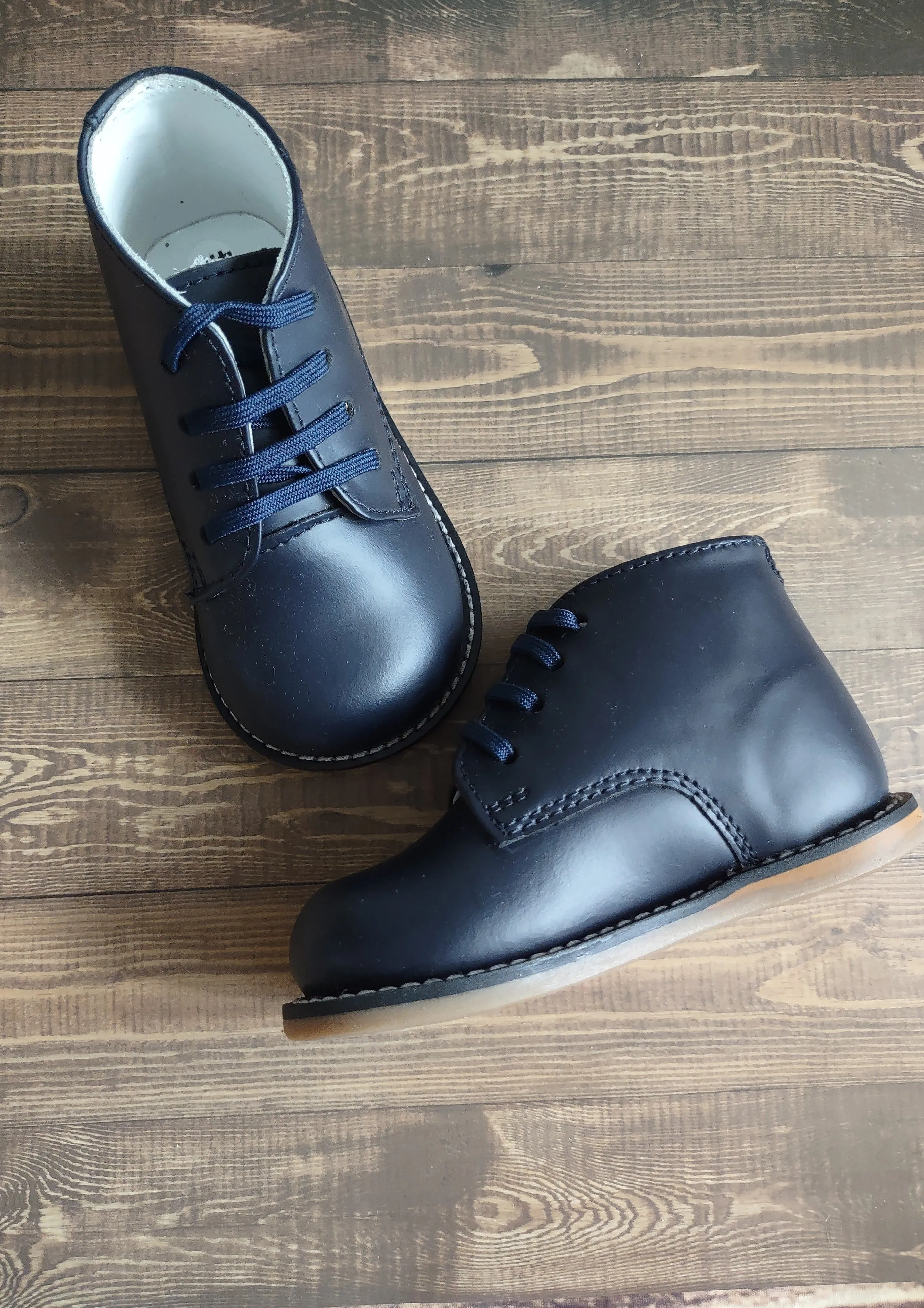 Josmo Logan Boys Navy Leather Walking Shoes