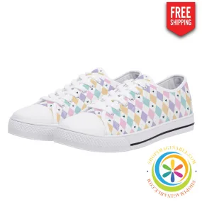 Pastel Diamond Love  Ladies Low Top Canvas Shoes