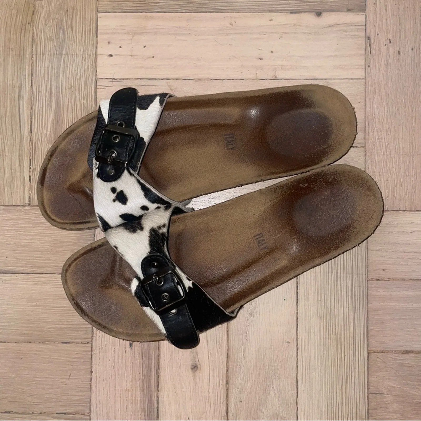 Seychelles Speechless Cow Hide Buckle Slide Cork Sandals (W8.5)
