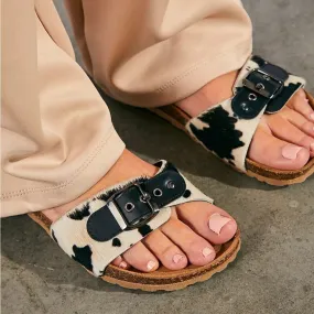 Seychelles Speechless Cow Hide Buckle Slide Cork Sandals (W8.5)