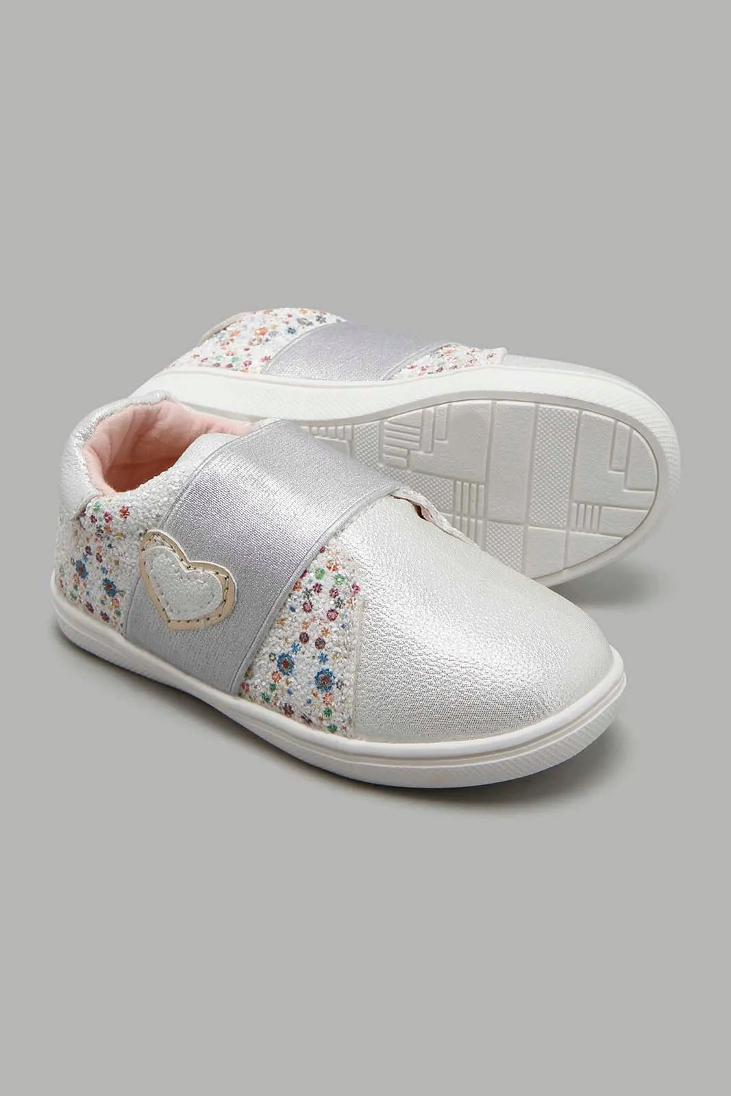 Silver Floral Sneaker