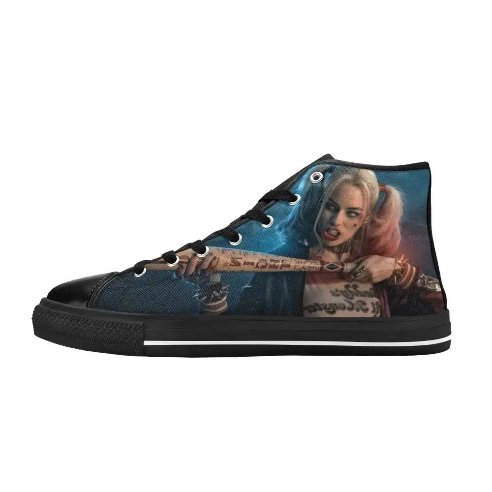 Superhero Comic Harley Quinn Joker Shoes High Top Sneakers for Kids and Adults