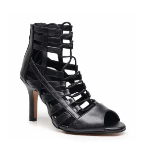 Tiyah - Strappy Open Toe Vegan Lace Up Latin Dance Shoes (Street Sole)