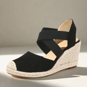 Viala Espadrilles Plateau | Stilvolle, bequeme schwarze Keilabsätze für Damen