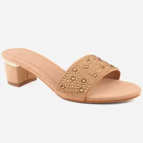 Women "Felicity" block heel slip on sandals
